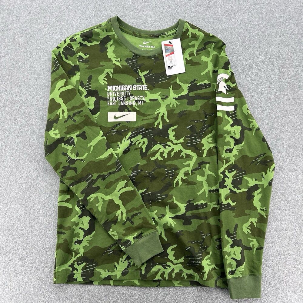 Nike Michigan State Spartans Salute To Service Camo Long Sleeve Size Medium NWT